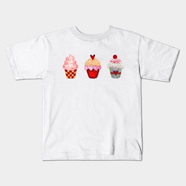 Cupcakes Kids T-Shirt by LizzieBug